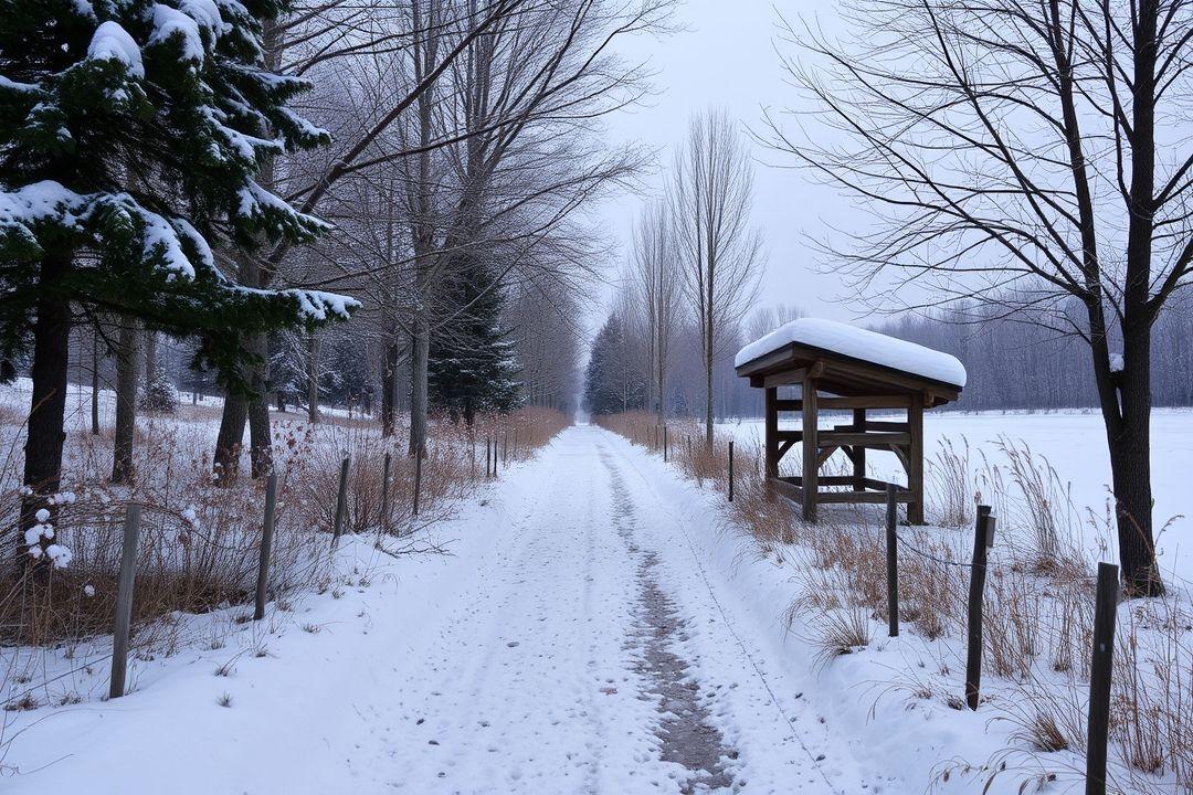  Зимний пейзаж с яркими звездами на небе