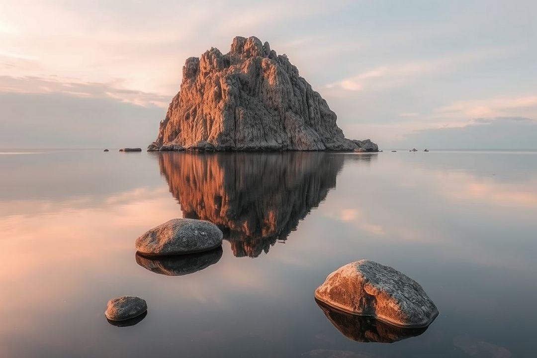  Водопад, струящийся в спокойное озеро.