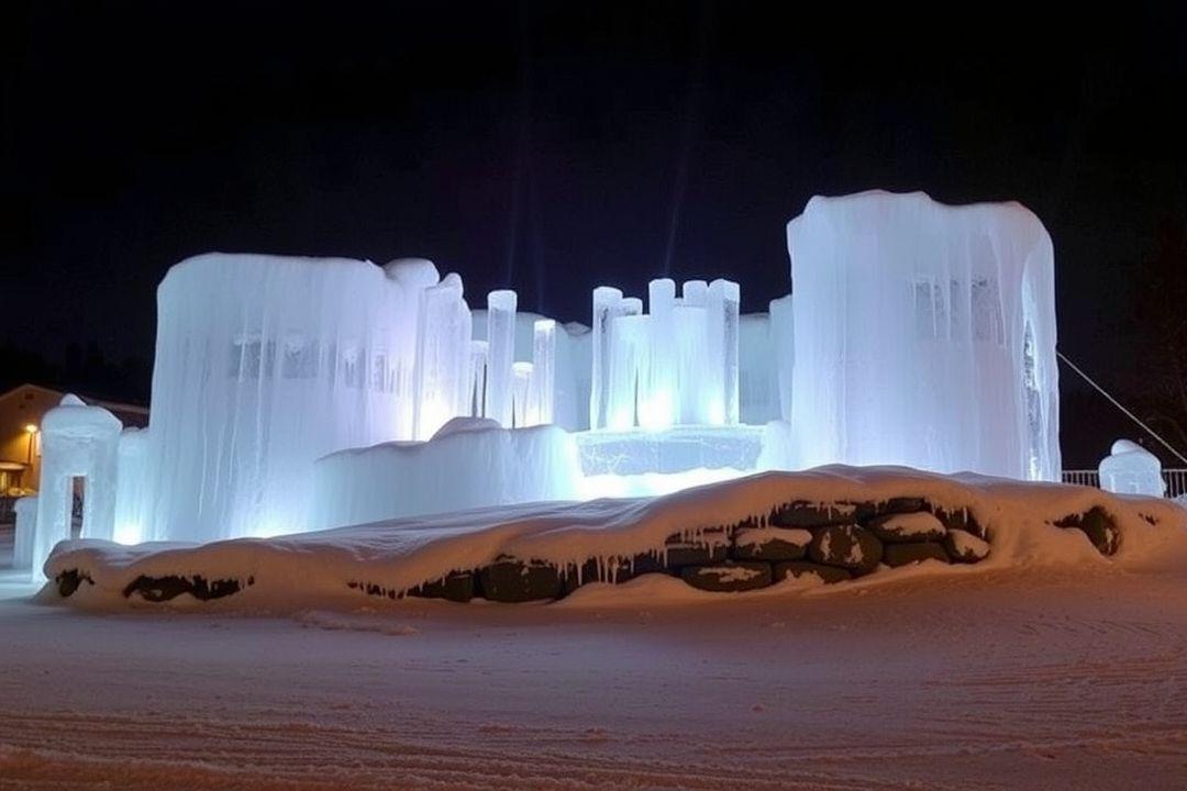 Ледяные скульптуры в парке Нижневартовска